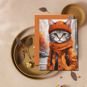 Jazzy Kitty  - October Vibes Holiday Postcard