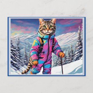 Jazzy kitty on a ski  tour