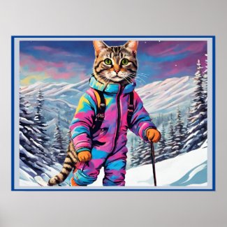 Jazzy kitty on a ski  tour