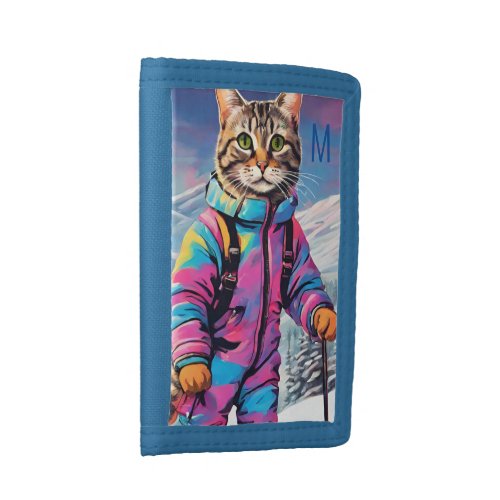 Jazzy kitty on a ski  tour trifold wallet