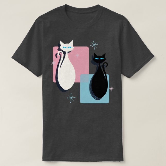 Jazzy Midcentury Modern Black And White Abstract C T-Shirt (Design Front)