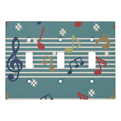 Jazzy Music Notes Musical Theme Pattern Light Switch Cover