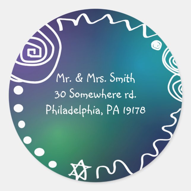 Jazzy Musical Bar Bat Mitzvah Invite Reply Sticker (Front)