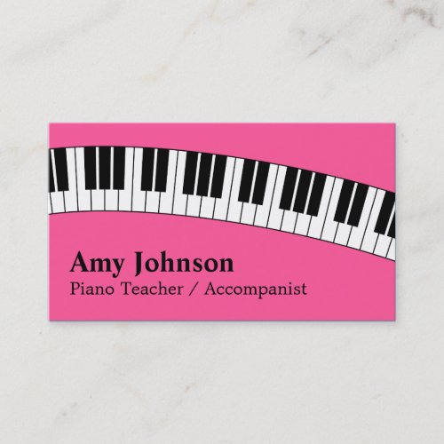 Jazzy Pink Modern Fun Piano Teacher for Kids Business Card