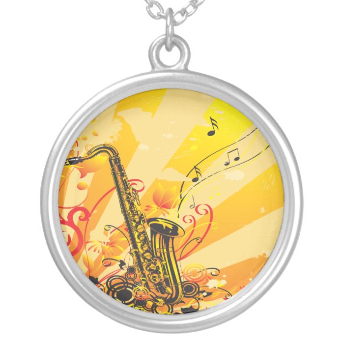 Jazzy Saxophone Beams Of Music Pendants