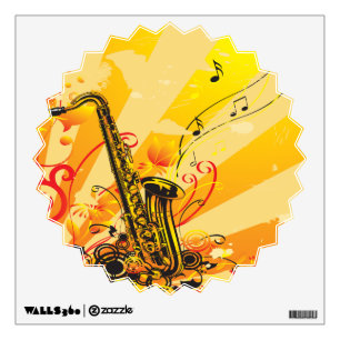 Jazzy Saxophone Beams Of Music Wall Decal