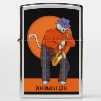 Jazzy Saxophone Cat Zippo Lighter