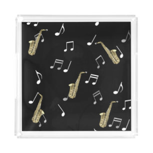Jazzy Saxophone & Musical Notes Acrylic Tray