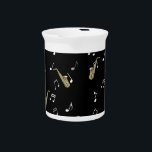 Jazzy Saxophone & Musical Notes  Beverage Pitcher<br><div class="desc">Jazzy seamless pattern with musical tones and saxophone

Customize to your liking with more images or text. Make it yours! :)</div>