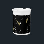 Jazzy Saxophone & Musical Notes Beverage Pitcher<br><div class="desc">Jazzy seamless pattern with musical tones and saxophone
Customize to your liking with more images or text. Make it yours! :)</div>