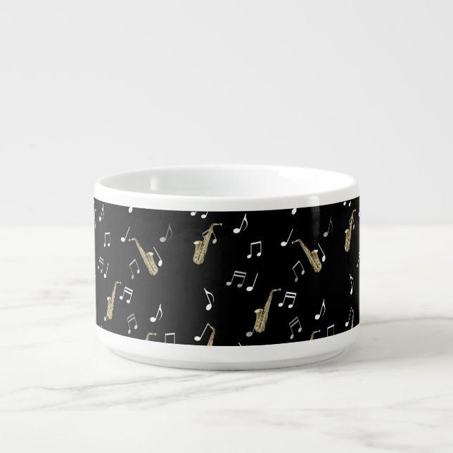 Jazzy Saxophone & Musical Notes Bowl (Center)