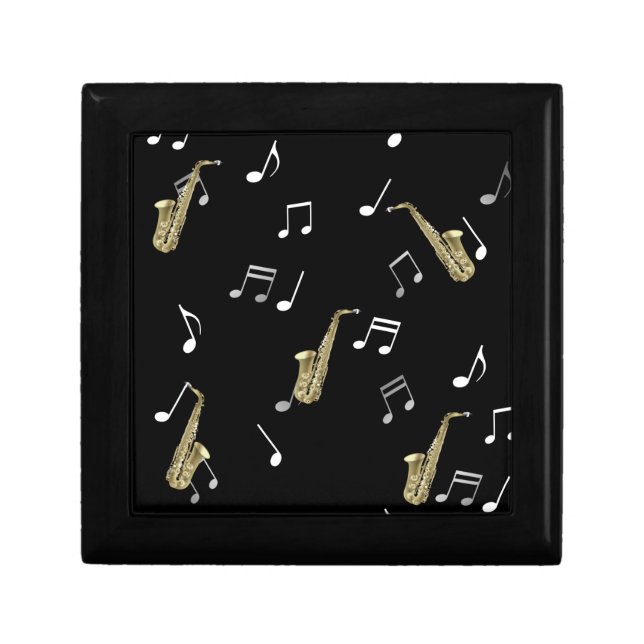 Jazzy Saxophone & Musical Notes  Gift Box (Front)