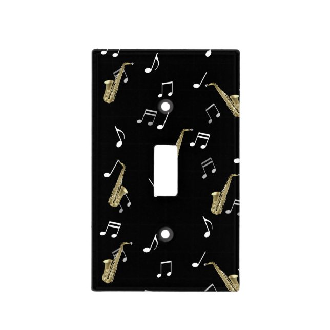 Jazzy Saxophone & Musical Notes  Light Switch Cover (Front)