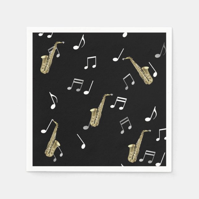 Jazzy Saxophone & Musical Notes  Napkins (Front)