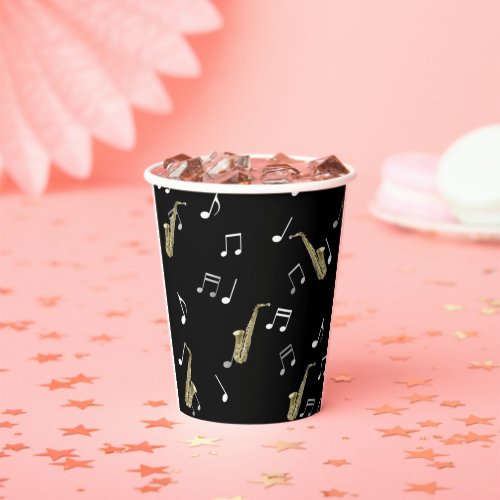 Jazzy Saxophone  Musical Notes  Paper Cups