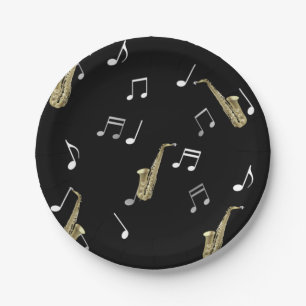 Jazzy Saxophone & Musical Notes Paper Plates