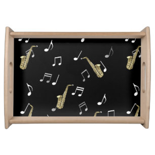 Jazzy Saxophone & Musical Notes  Serving Tray