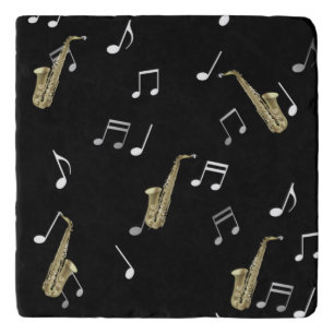Jazzy Saxophone & Musical Notes  Trivet