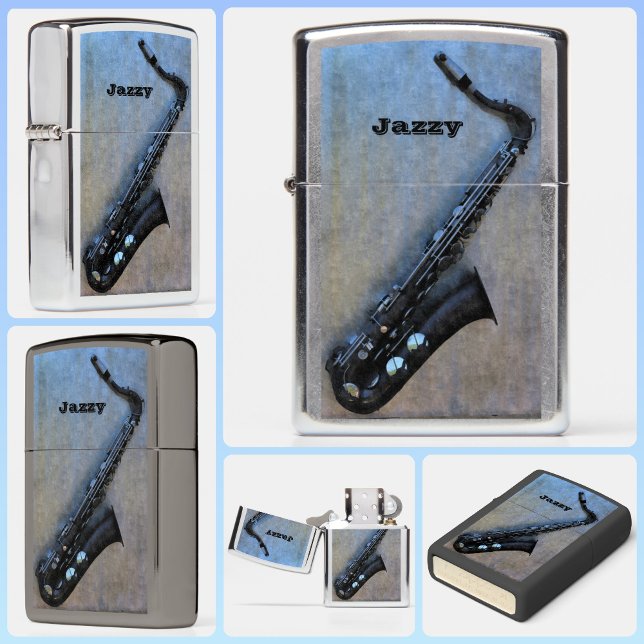 Jazzy Saxy Saxophone Customizable Zippo Lighter (Creator Uploaded)