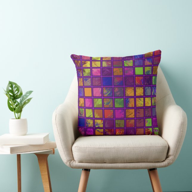 Jazzy Squares Throw Pillow (Chair)