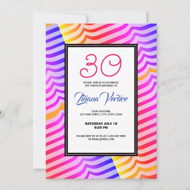 Jazzy Trippy Psychedelic Tropical Stripey Pattern  Invitation (Front)