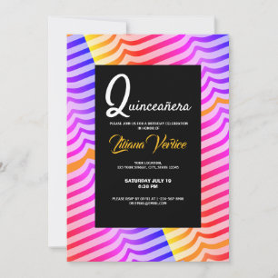 Jazzy Trippy Psychedelic Tropical Stripey Pattern Invitation