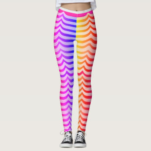 Jazzy Trippy Psychedelic Tropical Stripey Pattern  Leggings