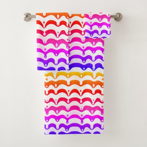 Jazzy Tropical Psychedelic Dripping Stripes Bath Towel Set