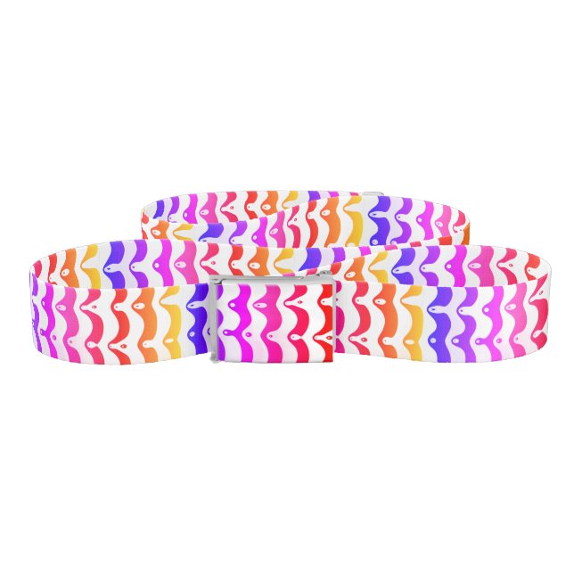 Jazzy Tropical Psychedelic Dripping Stripes Belt (Zig-Zag)