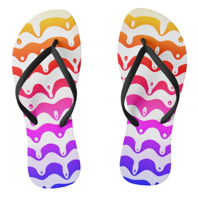 Jazzy Tropical Psychedelic Dripping Stripes Flip Flops (Footbed)