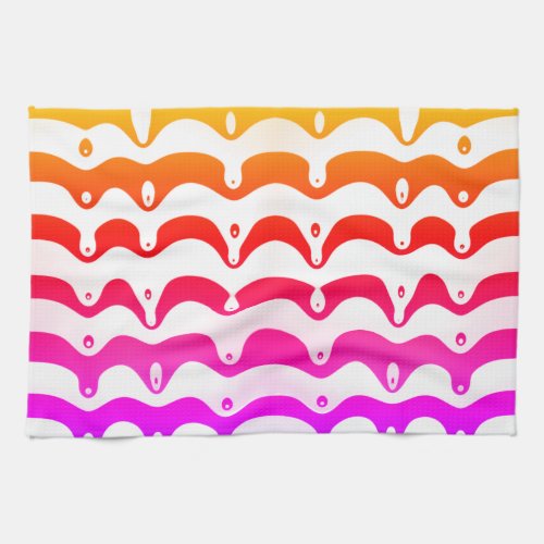 Jazzy Tropical Psychedelic Dripping Stripes Kitchen Towel