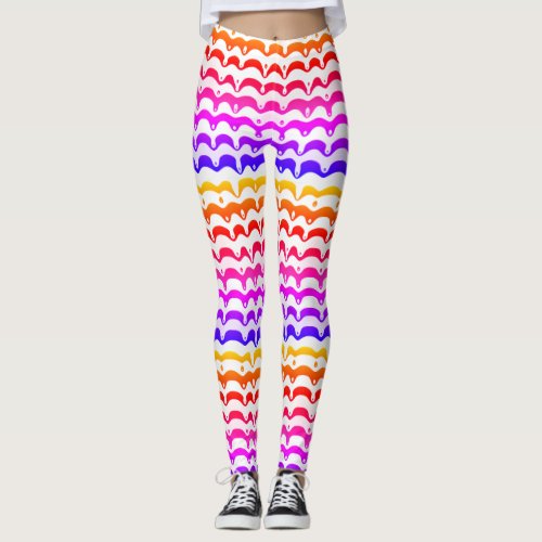 Jazzy Tropical Psychedelic Dripping Stripes Leggings