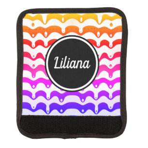 Jazzy Tropical Psychedelic Dripping Stripes Luggage Handle Wrap