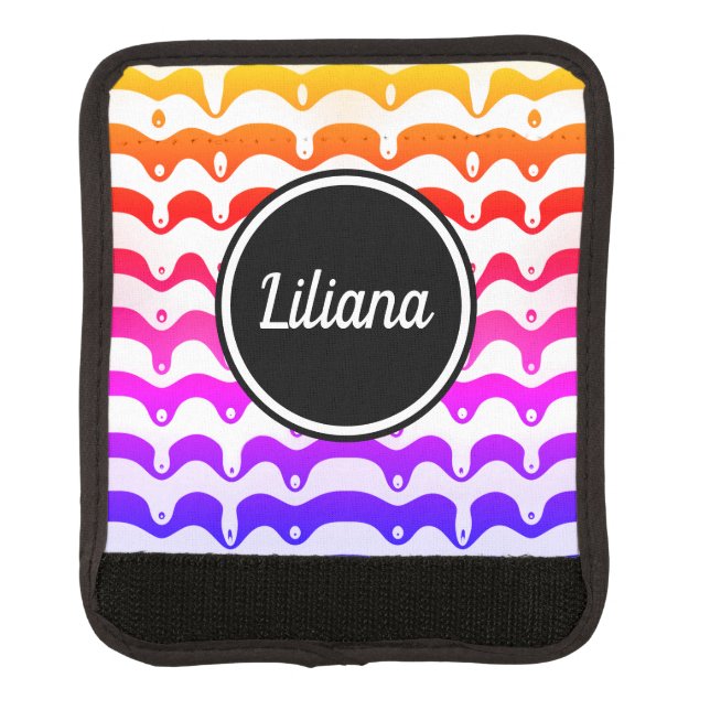 Jazzy Tropical Psychedelic Dripping Stripes Luggage Handle Wrap (Front)