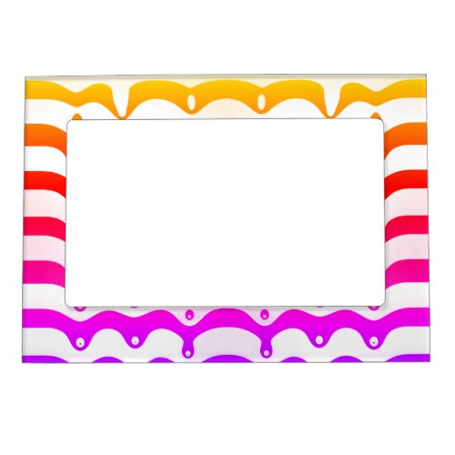 Jazzy Tropical Psychedelic Dripping Stripes Magnetic Frame