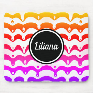 Jazzy Tropical psychedelic Dripping Stripes Mouse Pad