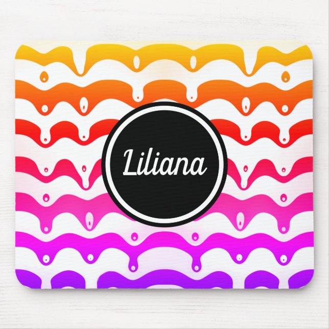 Jazzy Tropical psychedelic Dripping Stripes Mouse Pad (Front)