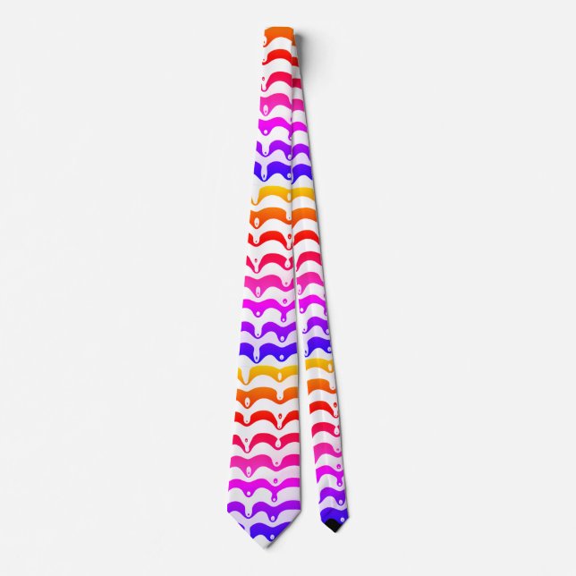 Jazzy Tropical Psychedelic Dripping Stripes Neck Tie (Front)