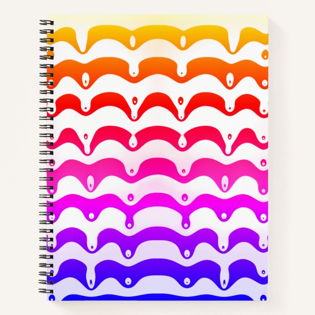 Jazzy Tropical Psychedelic Dripping Stripes Notebook (Front)
