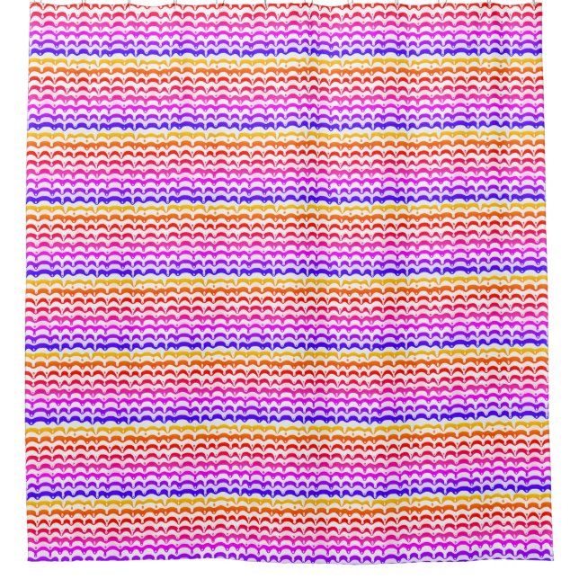 Jazzy Tropical Psychedelic Dripping Stripes Shower Curtain (Front)