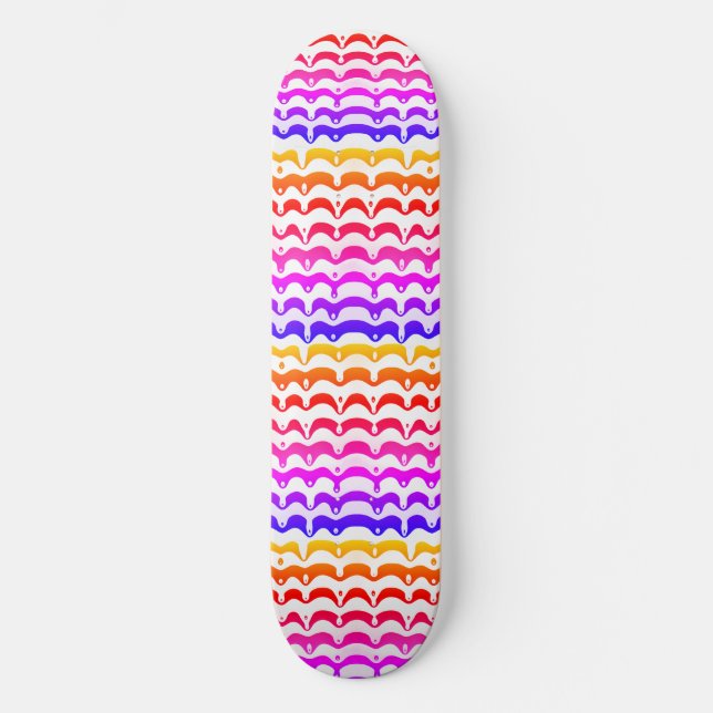 Jazzy Tropical Psychedelic Dripping Stripes Skateboard (Front)