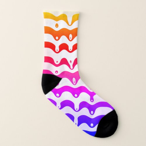 Jazzy Tropical Psychedelic Dripping Stripes Socks