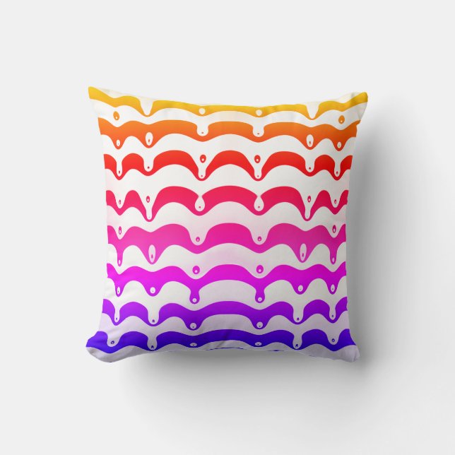 Jazzy Tropical Psychedelic Dripping Stripes Throw Pillow (Front)