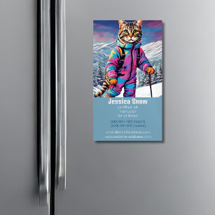 Jazzy  winter  cat - magnetic business card