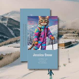 Jazzy winter cat - ski business card