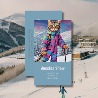 Jazzy winter cat - ski business card