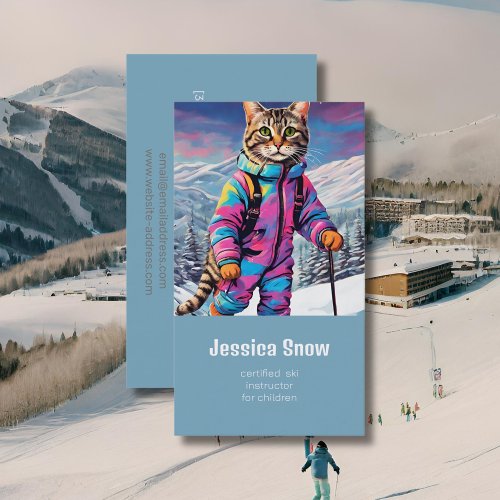 Jazzy  winter  cat _  ski business card