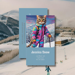 Jazzy  winter  cat -  ski business card