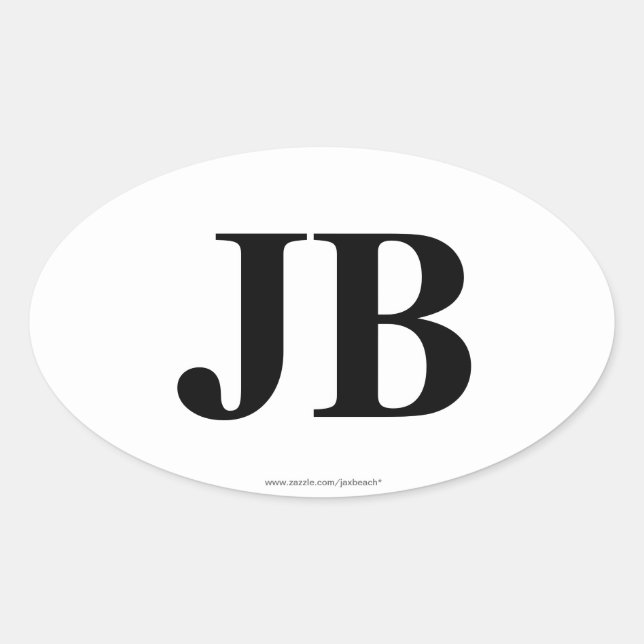 "JB" Jacksonville Beach, FL Oval Bumper Stickers (Front)