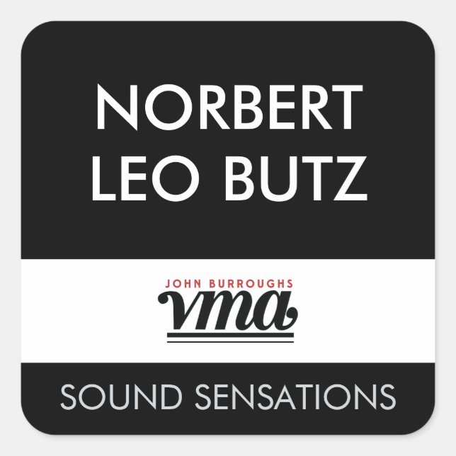 JBHS VMA Black Background with White ALL CAPS Font Square Sticker (Front)